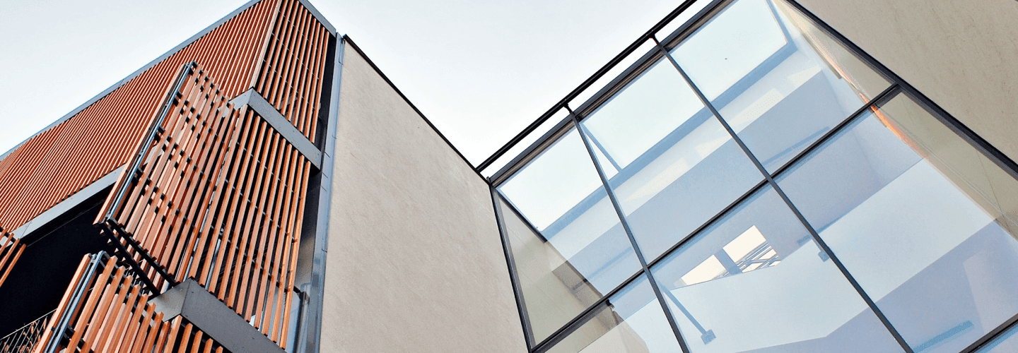 Tall glass commercial building