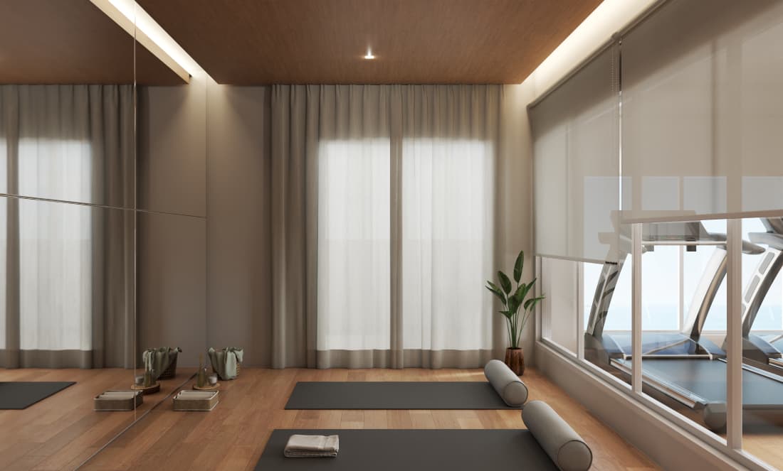 at-home gym mirror set up