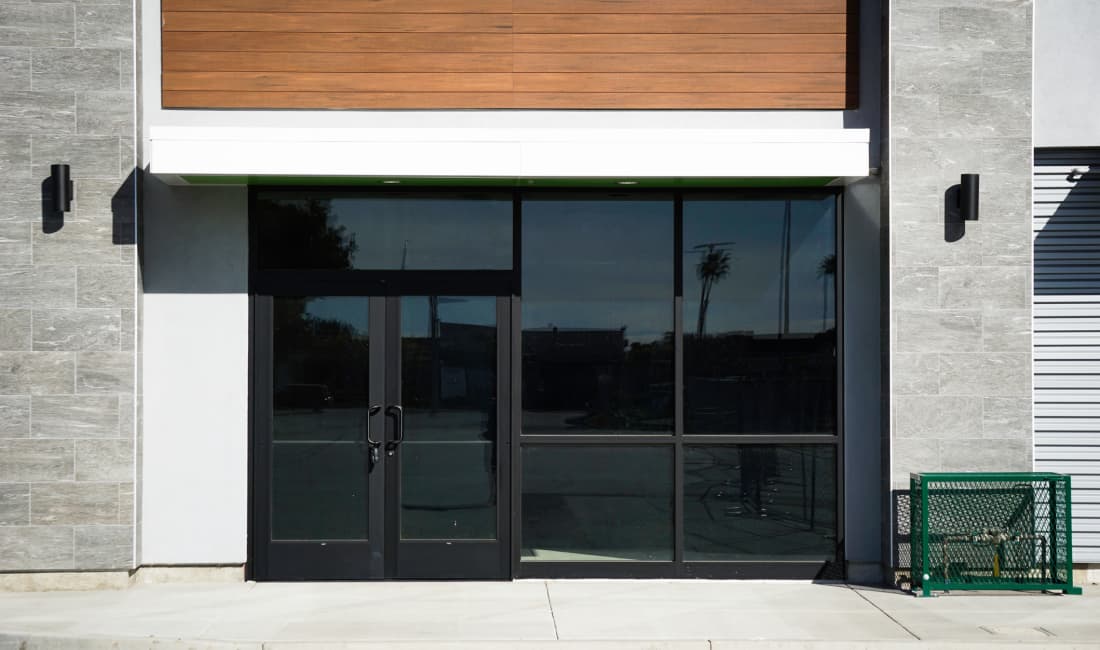 store front in glass