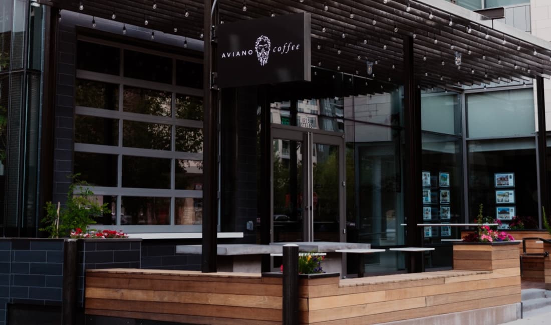 coffee shop front in glass